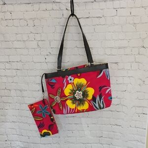 Preston & York Vibrant Floral Tote in Red and Black